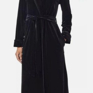 Lauren Ralph Lauren Black Velvet Long Tie-Waist Robe